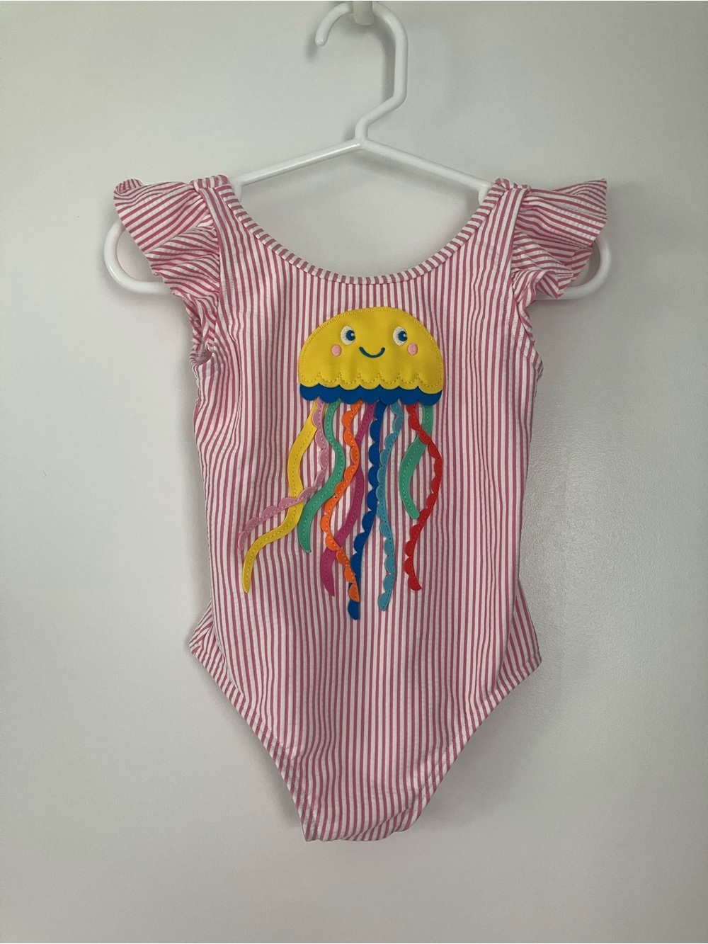 Boden Pink and Yellow Jellyfish Stripe Kids One-Piece Swimsuit